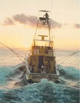  ?? Picture: DENNIS WALLACE COLLECTION, THE SPORTFISHI­NG MUSEUM ?? Captain Dennis 'Brazakka' Wallace tagged many black marlin off the 54’ Sea Venture in the 1970s.