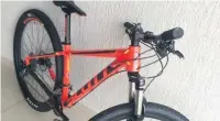  ??  ?? The mountain bike stolen from a boy, aged 11, in a knifepoint robbery in Palacefiel­ds, Runcorn