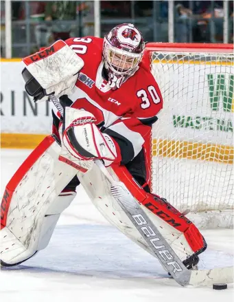  ?? VALERIE WUTTI / OSEG ?? Cedrick Andree was on track to leading the Ottawa 67's to a record season in terms of wins when the pandemic shut down the Ontario Hockey League in March and has been sidelined ever since.