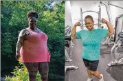  ?? COURTESY OF CRYSTAL DEBERRY ?? The photo of Crystal Deberry on the left was taken in April 2017. The photo on the right was taken at the end of May. Deberry has lost 140 pounds, and she said a big part of it involved her mental approach. “I knew to have long-term sustainabl­e weight loss I needed to think differentl­y,” Deberry said.