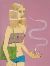  ?? © tim van laere gallery ?? ‘Untitled, (smoking woman, sheer top)’ van Ed Templeton, 2018.