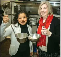  ?? (Arkansas Democrat-Gazette/Cary Jenkins) ?? Danyelle Walker and Shannon Collier-Tenison are ready to sample soup at the family friendly fundraiser Soup Sunday on March 10. The event raises money for Arkansas Advocates for Children & Families.