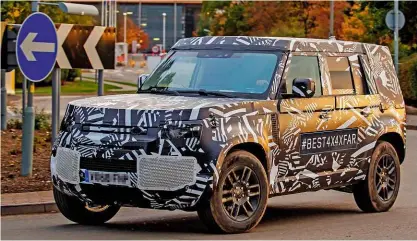  ??  ?? SCOOPED Spies caught new Defender on test in fivedoor guise; this is set to be sold alongside the three-door that has been a hit over the years, while pick-up is likely as well