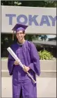  ??  ?? Graduate Zane Patton, a four-sport athlete, has senior pictures taken at Tokay High School in Lodi on Friday. He played football, baseball, basketball and did track and field.