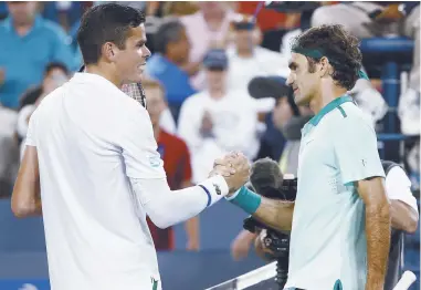  ??  ?? Milos Raonic a affronté Roger Federer à 13 reprises. Il n’a gagné que trois fois. - Archives