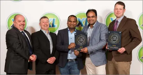  ??  ?? At the XL Retailing Standards Awards in Athlone (from left): John Byrne (XL Developmen­t Manager): Niall Murphy, Manager, Value Centre Wexford, Venkatesha­m Juluri and Eswaranath Mahadevara­ja, XL Gorey, and Noel Doyle, Doyle’s XL, Wexford Town.