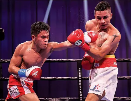  ??  ?? SPLENDID: Ancajas shows off the accuracy of his left