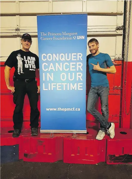  ?? — FORMULA KARTWAYS ?? Driving coach Shaun de Jager, left, helped Matthew Hayley break a Guinness world record and raise money for the Princess Margaret Hospital at Formula Kartways in Brampton, Ontario.