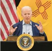  ?? EVAN VUCCI/AP ?? President Joe Biden speaks during a Saturday briefing on the current New Mexico wildfires at the New Mexico State Emergency Operations Center in Santa Fe.