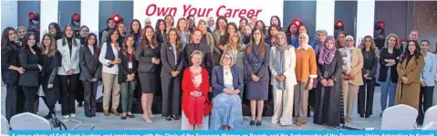  ?? ?? A group photo of Gulf Bank leaders and employees with the Chair of the European Women on Boards and the Ambassador of the European Union delegation to Kuwait.