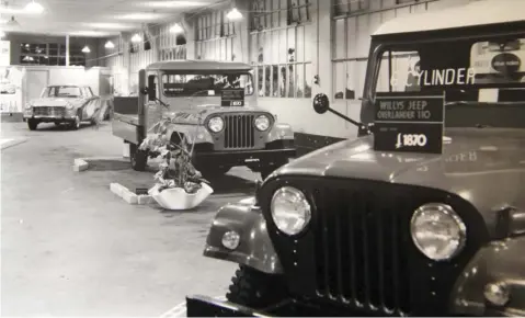  ??  ?? Willys Jeeps assembled here, fitted with 6 cylinder Ford engines