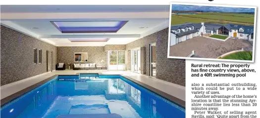  ??  ?? Rural retreat: The property has fine country views, above, and a 40ft swimming pool