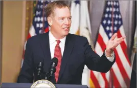  ?? AP PHOTO ?? U.S. Trade Representa­tive Robert Lighthizer says he’s not committed to wrapping up NAFTA’s renegotiat­ion by year’s end.