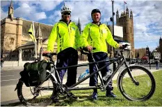  ??  ?? James Shone cycled from Bath to Big Ben in London on a tandem with Anthony Dutton to help raise money for a charity bus