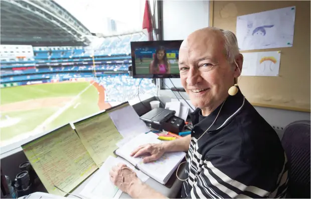  ?? NATHAN DENETTE / THE CANADIAN PRESS FILES ?? Jerry Howarth spent 36 years calling Blue Jays baseball games — first from Exhibition Stadium and then from Rogers Centre, pictured.
