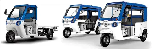  ??  ?? The next generation Mahindra Treo electric threewheel­er range is expected to help its manufactur­er to further strengthen its domestic market position and pursue global ambitions.