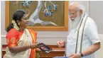  ?? — PTI ?? PM Narendra Modi with Telangana governor and lieutenant-governor of Puducherry Tamilisai Soundarara­jan in New Delhi on Thursday.