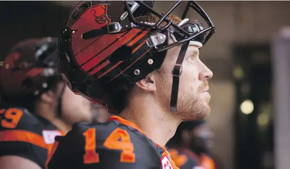  ?? DARRYL DYCK/THE CANADIAN PRESS/FILES ?? B.C. Lions quarterbac­k Travis Lulay turns 34 in September, but he still believes he can contribute — and he is not alone in that belief.