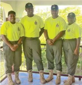  ??  ?? Fiji Correction­s Service staff members (from left) Adi Alisi Tamaibeka, Aisea Rainima, Lionel Rogers and Onoria Vakaloloma during their visit to Bua on January 19, 2021.