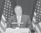  ?? AP ?? “We’re going to get denucleari­zation,” Mike Pompeo says. “Only then will there be relief from sanctions.”