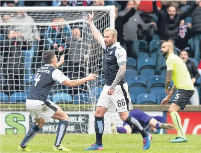  ?? Picture: SNS. ?? Raith Rovers’ Ryan Stevenson celebrates his goal.