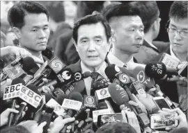  ?? Sam Yeh AFP/Getty Images ?? TAIWAN’S former president, Ma Ying-jeou, said he passed on wiretap data to his premier as part of “crisis management.” He vowed to fight the case against him.