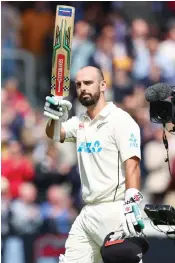  ?? ?? New Zealand batter Daryl Mitchell walks back after being dismissed for 108