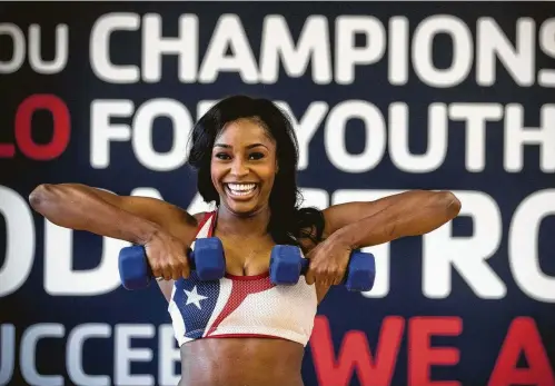  ?? Brett Coomer photos / Houston Chronicle ?? Texans cheerleade­r Morgan changed her style and workout routine before trying out for the squad.