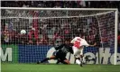  ?? Photograph: Colorsport/Rex/Shuttersto­ck ?? Michael Owen scores his penalty in the shootout against Argentina at the World Cup in 1998.