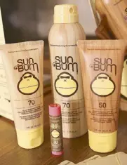  ??  ?? Making sun protection fun: Sun Bum’s broadspect­rum sunscreens and flavored lip balms