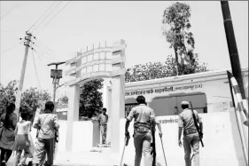  ?? Gajendra Yadav ?? Justice C S Karnan Police deployed outside Dr Bhimrao Ambedkar Park in Ghadkauli village of Saharanpur on the occasion of Budh Purnima on Wednesday.