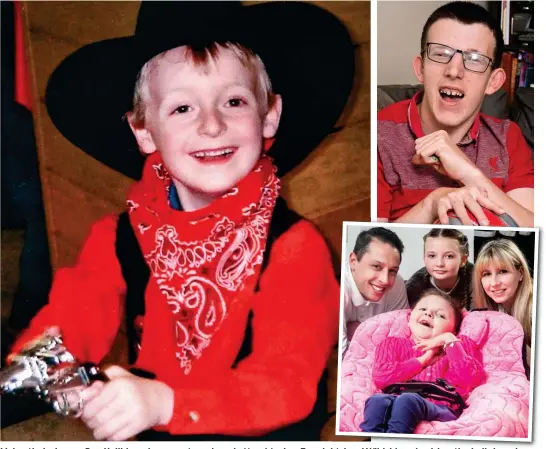  ??  ?? Living their dream: Ben Halliday, above, met cowboys in New Mexico. Top right: ht L Loyd dWild Wildridge id cherishes h ih th the b ball ll signed i d by his Liverpool FC heroes. And Ellie Joseph’s daughter Casey, pictured with her family, has been...