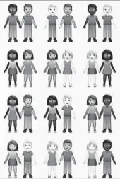  ?? AP-TINDER/EMOJINATIO­N ?? This illustrati­on shows new variations of interracia­l emoji couples. A total of 71 variations will be avilable this year.