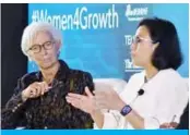  ??  ?? NUSA DUA: Internatio­nal Monetary Fund chief Christine Lagarde (left) listens as Indonesian Finance Minister Sri Mulyani Indrawati speaks during a forum entitled “Empowering Women in the Workplace” in Nusa Dua yesterday. — AFP
