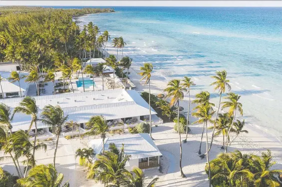  ?? PHOTOS: WILLIAM TORRILLO ?? Caerula Mar sits on 10 secluded beachfront acres in South Andros, dotted with palm trees and spread across powder-white sands edged with turquoise waters.