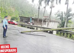  ??  ?? HECHO
INESPERADO
El accidente se reportó antier en la carretera PR-124, en el barrio Espino en Las Marías, cuando en el kilómetro 15.3 un poste del servicio telefónico cayó sobre el vehículo del matrimonio.