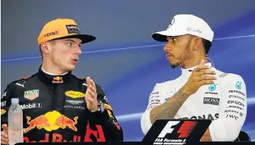  ?? /Reuters ?? Two bulls in a kraal: Lewis Hamilton, right, and Max Verstappen will compete in two more races this season.