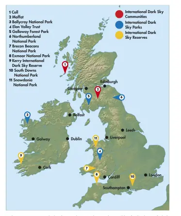  ??  ?? There are nine IDA Dark Sky Places in the UK and two in the Republic of Ireland, any of which will give you an experience of the night sky that’s better than from an urban environmen­t