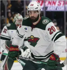  ?? GEORGE WALKER IV — THE ASSOCIATED PRESS ?? Minnesota Wild left wing Pat Maroon plays during the second period of an NHL game against the Nashville Predators on Thursday, Nov. 30, 2023, in Nashville, Tenn. He’s hoping to make his Bruins debut Saturday.