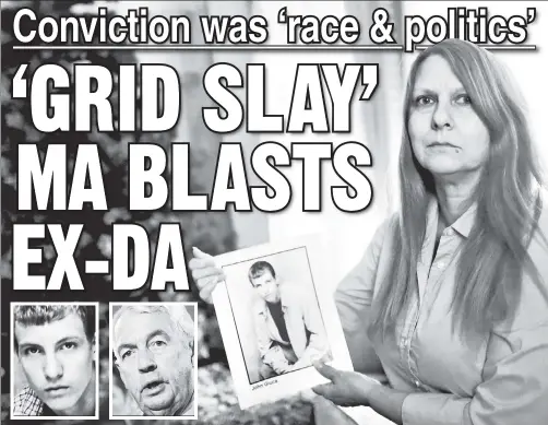  ??  ?? SLAM: Doreen Giuliano says son John Giuca (far left inset) was railroaded by then-DA Charles Hynes (near left inset) over re-election concerns.