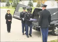  ?? Jeff Mill / Hearst Connecticu­t Media ?? The state Department of Veterans Affairs held a military funeral Thursday for the unclaimed cremated remains of four U.S. veterans who served in the SpanishAme­rican War, World War I and World War II.