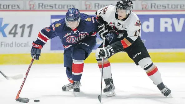  ?? MICHAEL BELL/REGINA LEADER-POST FILES ?? Regina Pats defenceman Connor Hobbs, left, is expected to return to the lineup against the Brandon Wheat Kings tonight.