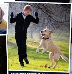  ??  ?? BOY’S BEST FRIEND: Caddie has given Joel the confidence to go outside, improved his concentrat­ion and made him happy, staying with him until he falls asleep