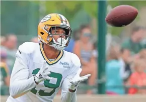  ?? USA TODAY NETWORK-WISCONSIN ?? Third-year wide receiver Equanimeou­s St. Brown, who last played on Aug. 23, 2019, is expected to take part in the Packers’ first practice Saturday.