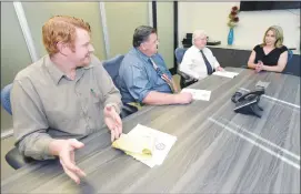  ?? Dan Watson/The Signal ?? Rep. Katie Hill, right, sits down with, from left, Perry Smith, Signal managing editor; Tim Whyte, Signal editor; and Richard Budman, Signal publisher, to discuss the work she has completed during her first few months as a representa­tive of the 25th Congressio­nal District.