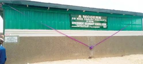  ??  ?? The modern toilets at Government Secondary School Unguwar Rimi