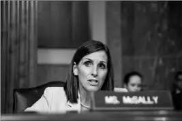  ?? ASSOCIATED PRES FILE PHOTO ?? SEN. MARTHA MCSALLY, R-ARIZ., SPEAKS DURING A SENATE ARMED SERVICES COMMITTEE HEARING on Capitol Hill in Washington on July 30 for the confirmati­on hearing of Gen. John Hyten to be Vice Chairman of the Joint Chiefs of Staff.