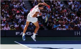  ?? Photograph: Frey/TPN/Getty Images ?? Ben Shelton came close to matching Andy Roddick’s serve speed record in his 6-4, 6-3, 4-6, 6-4 win over Tommy Paul.