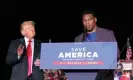  ?? ?? Herschel Walker speaks at a Georgia rally, as former US president Donald Trump applauds. Photograph: Dustin Chambers/ Reuters