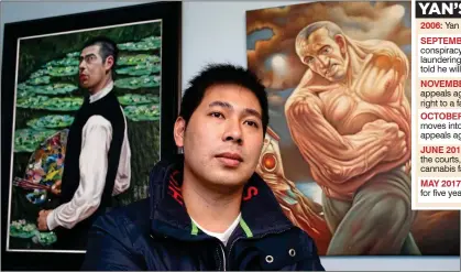  ??  ?? FROM POT TO PORTRAITS: Yehao Yan learned to paint in prison and has been inspired by Scots artist Peter Howson